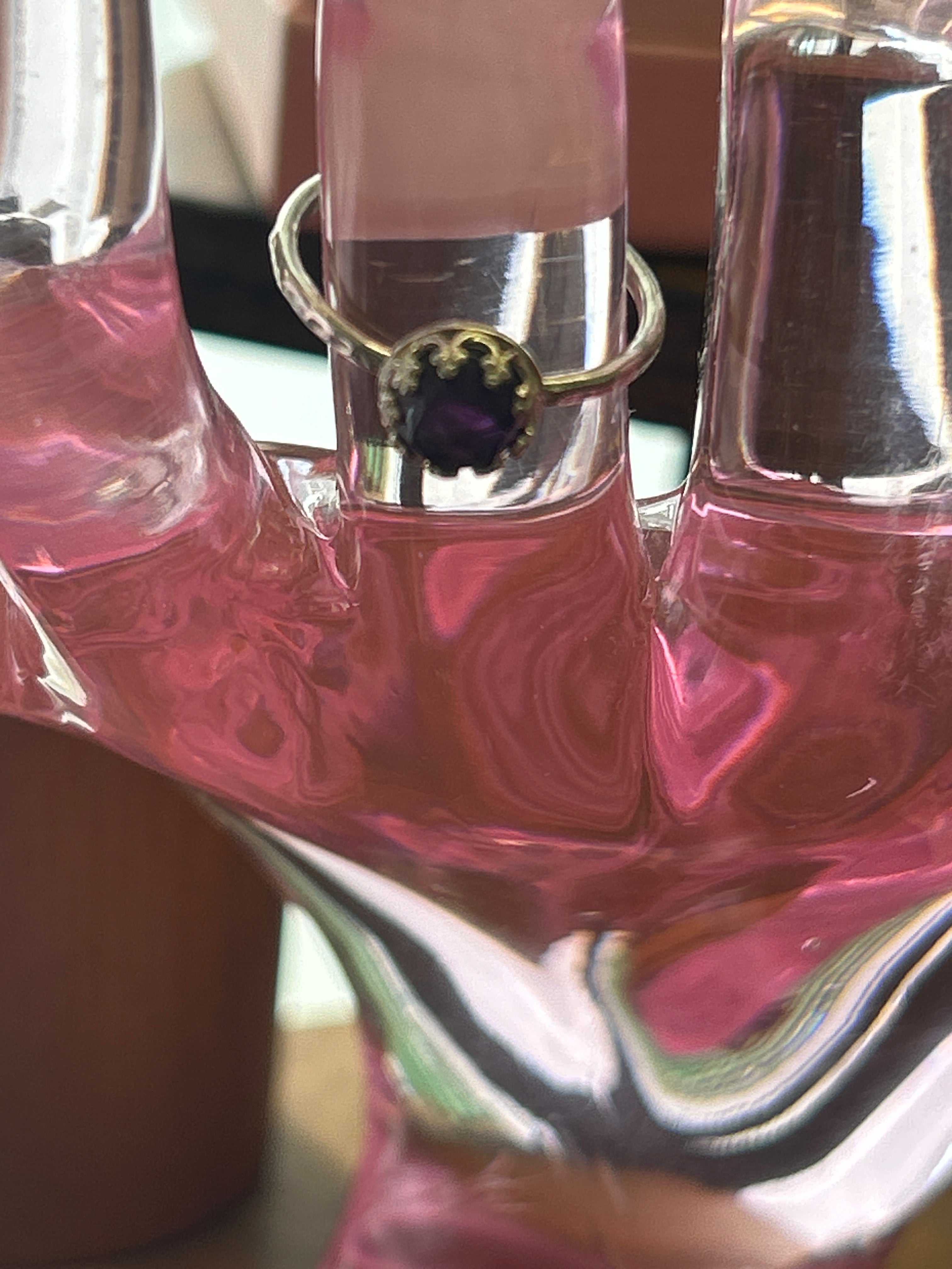 R19 6mm Rose-cut cab set in SS crown setting size 6.5 ring