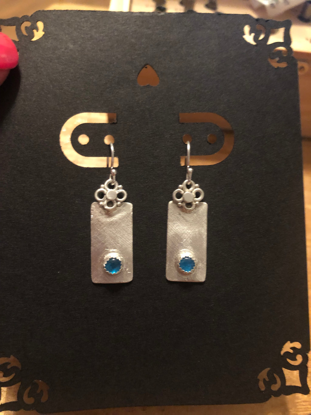 E95 SS Retangle 4 mm blue mm apatite earrings