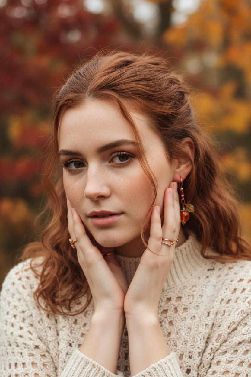 E50 Harvest Collection: ‘Glass Bead & Copper Pumpkin Earrings