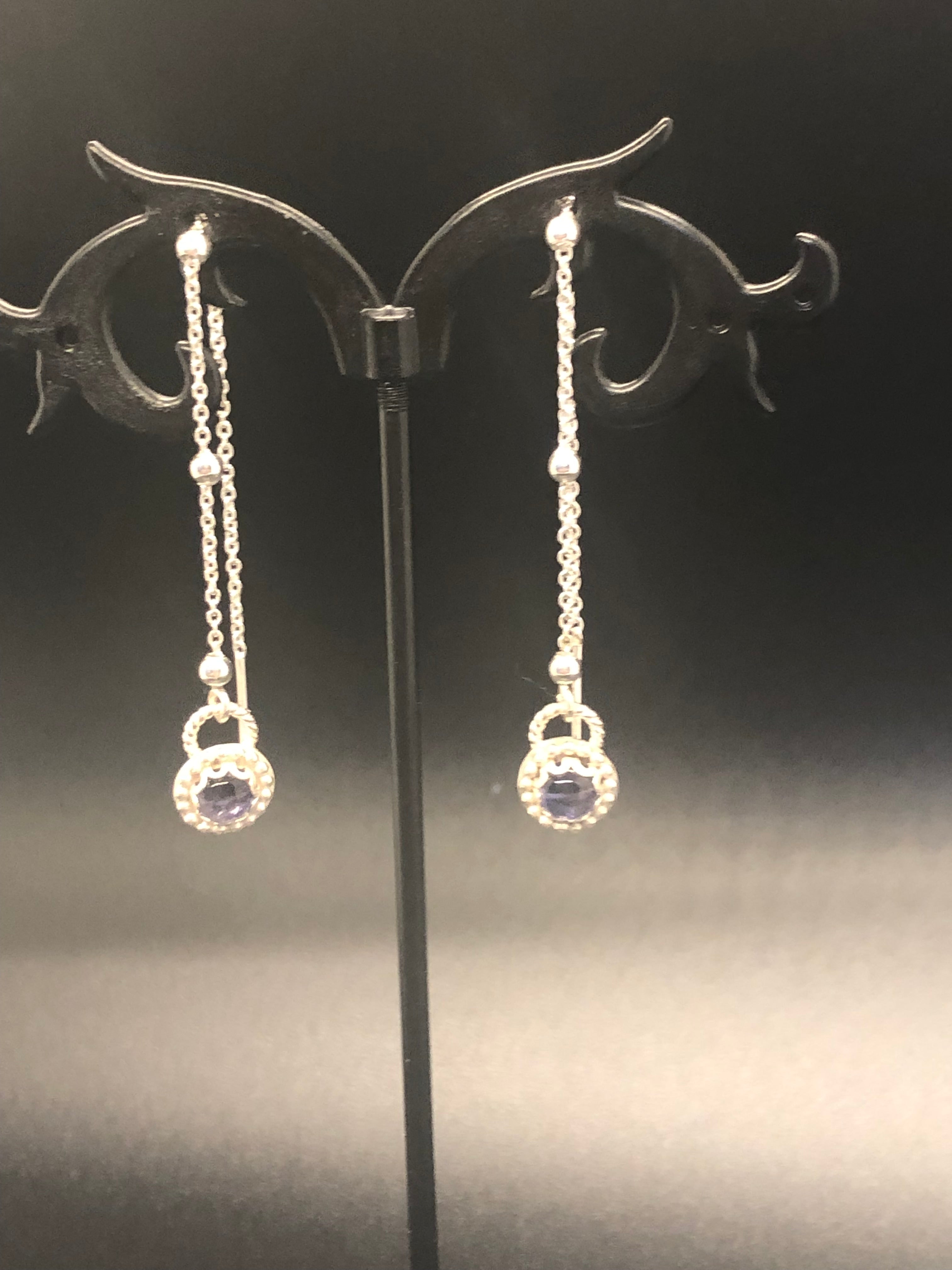 E124 crown set 6 mm Iolite on SS beaded threader