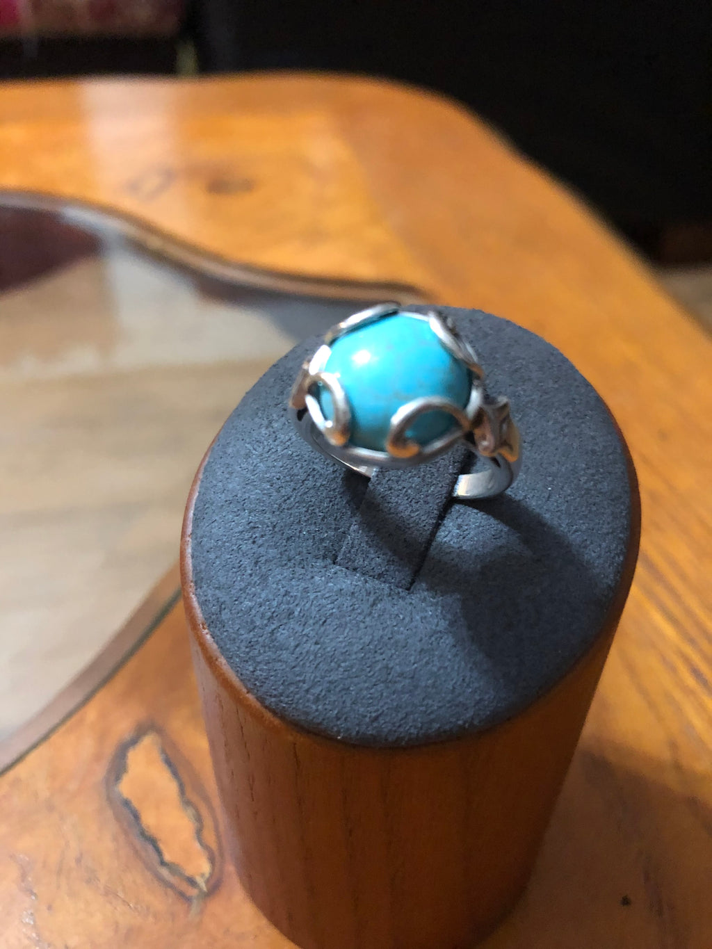 R14 SS Loop with 12 mm Turquoise cabochion size 7