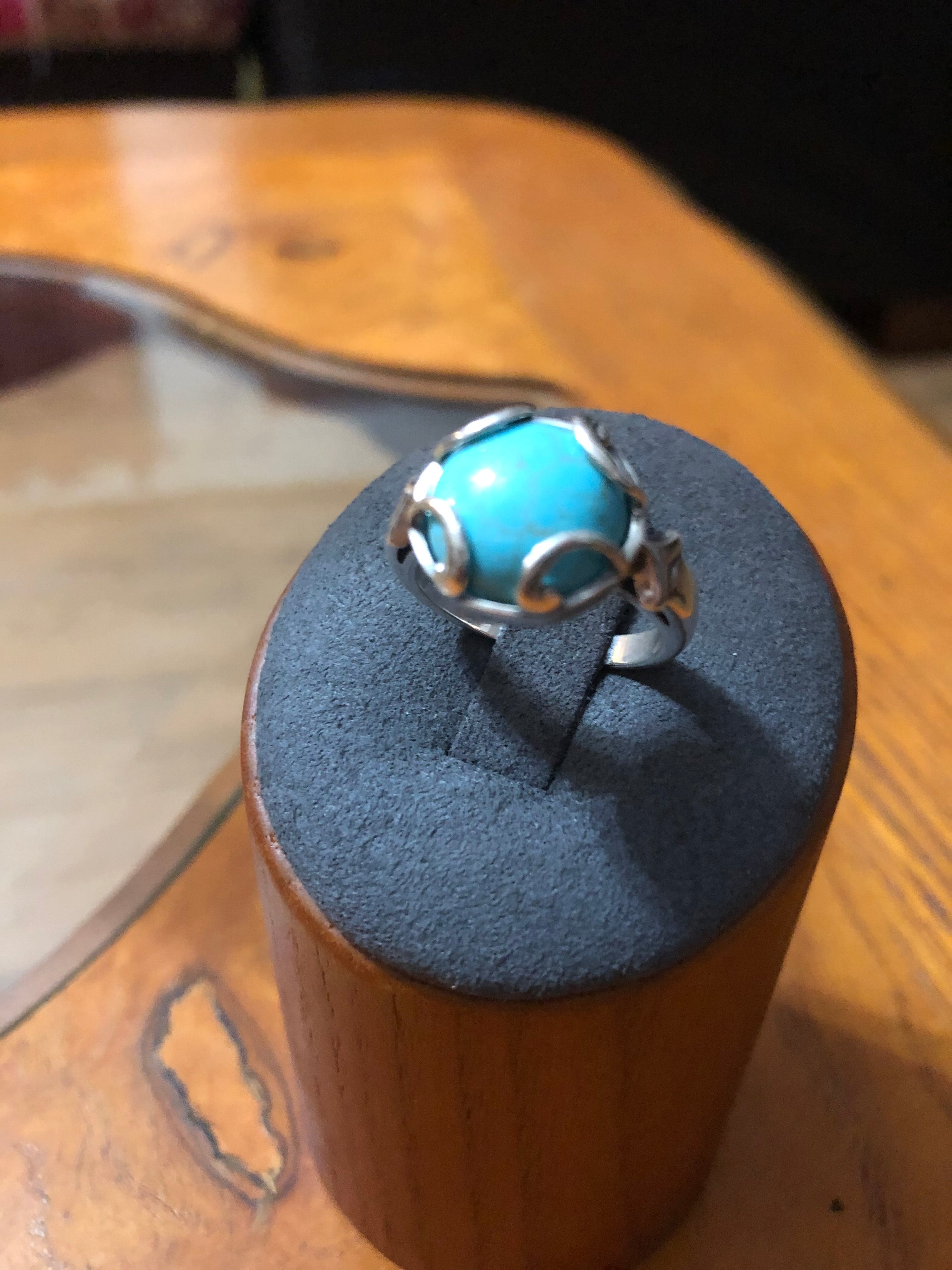 R14 SS Loop with 12 mm Turquoise cabochion size 7