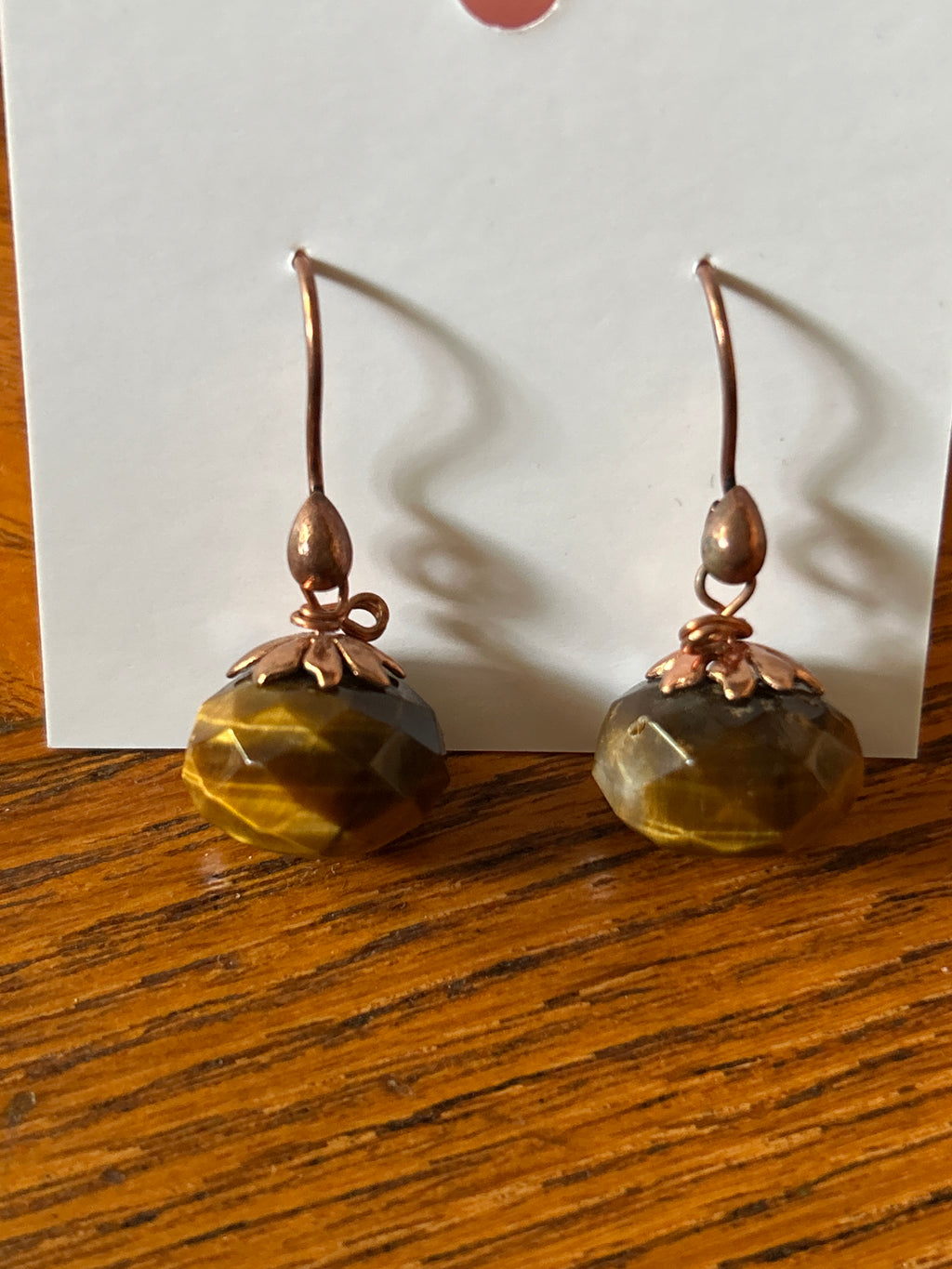 E177 Harvest Collection Copper & Tigereye pumpkin earrings