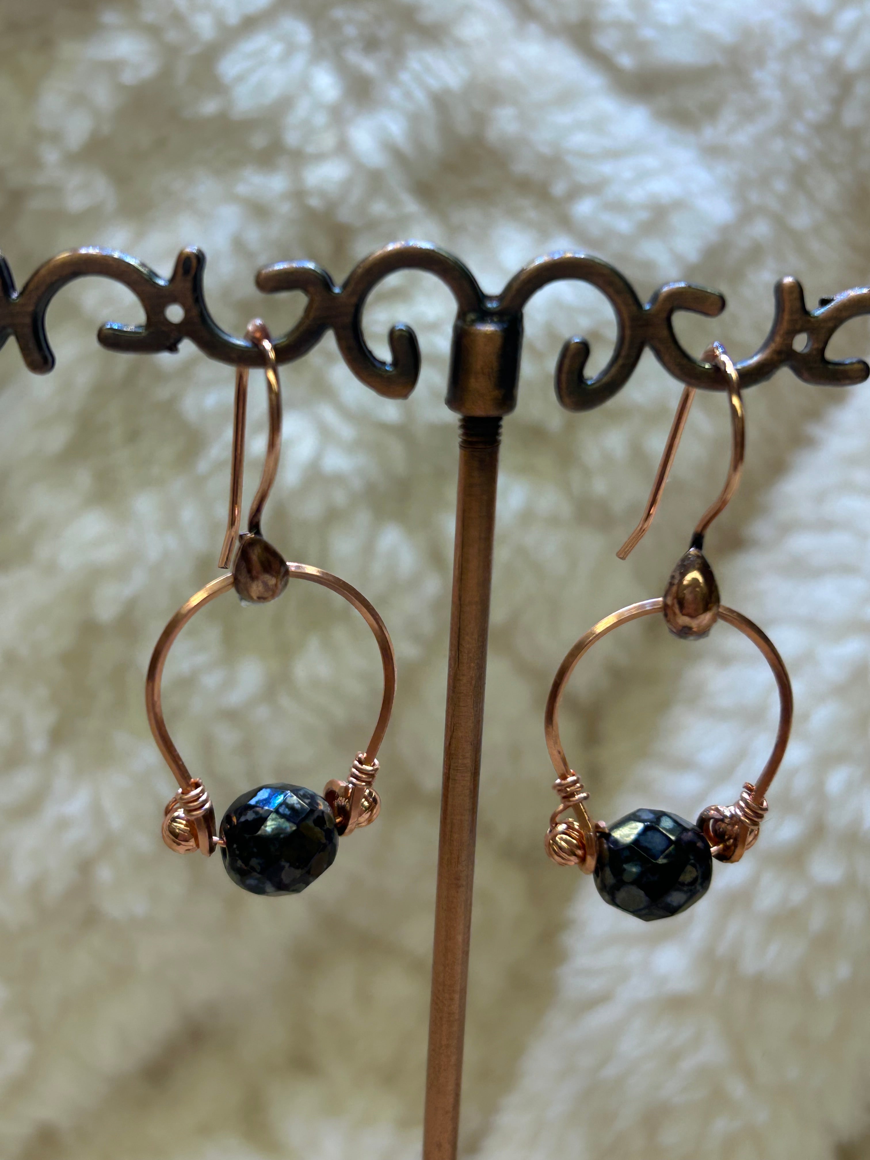 E193 “Fire Glass on a Wire” copper earrings