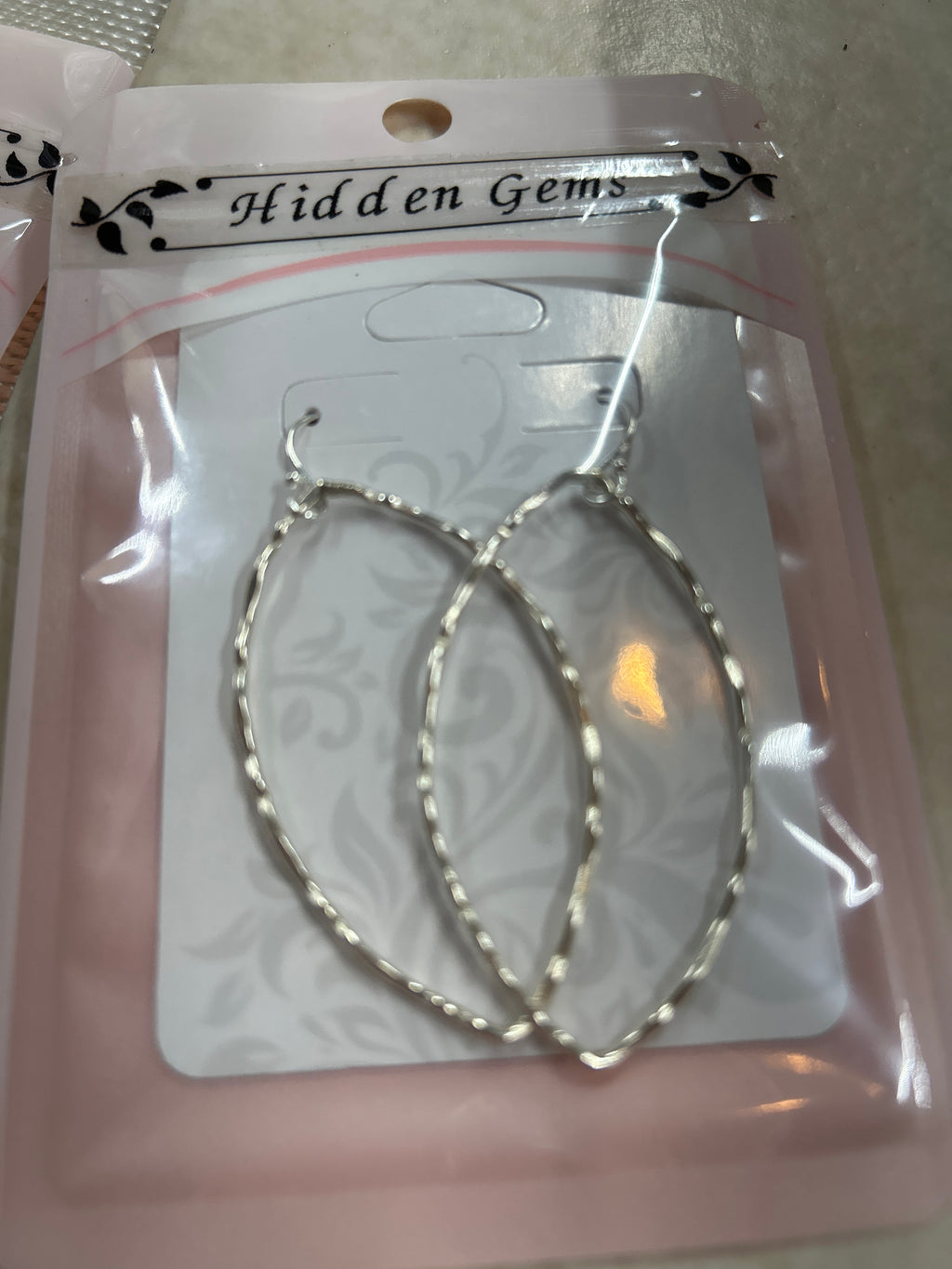 E168 Large SS wavy Diamond shaped Hoops