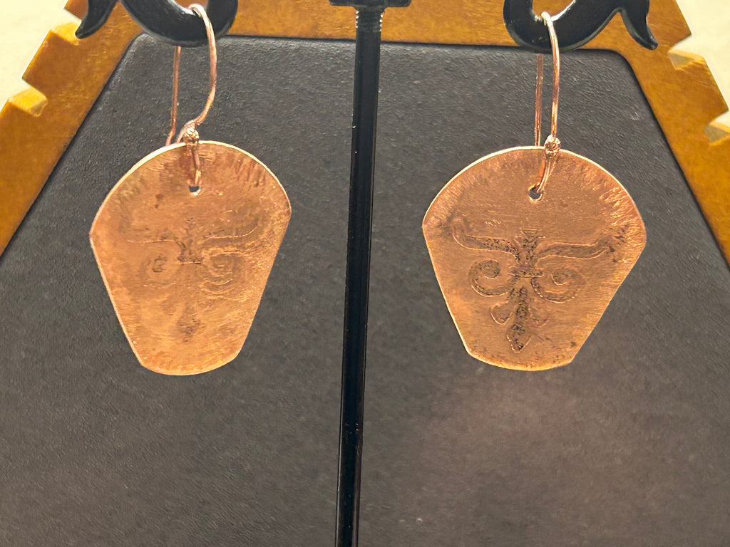 E129A Copper Disk etched earrings