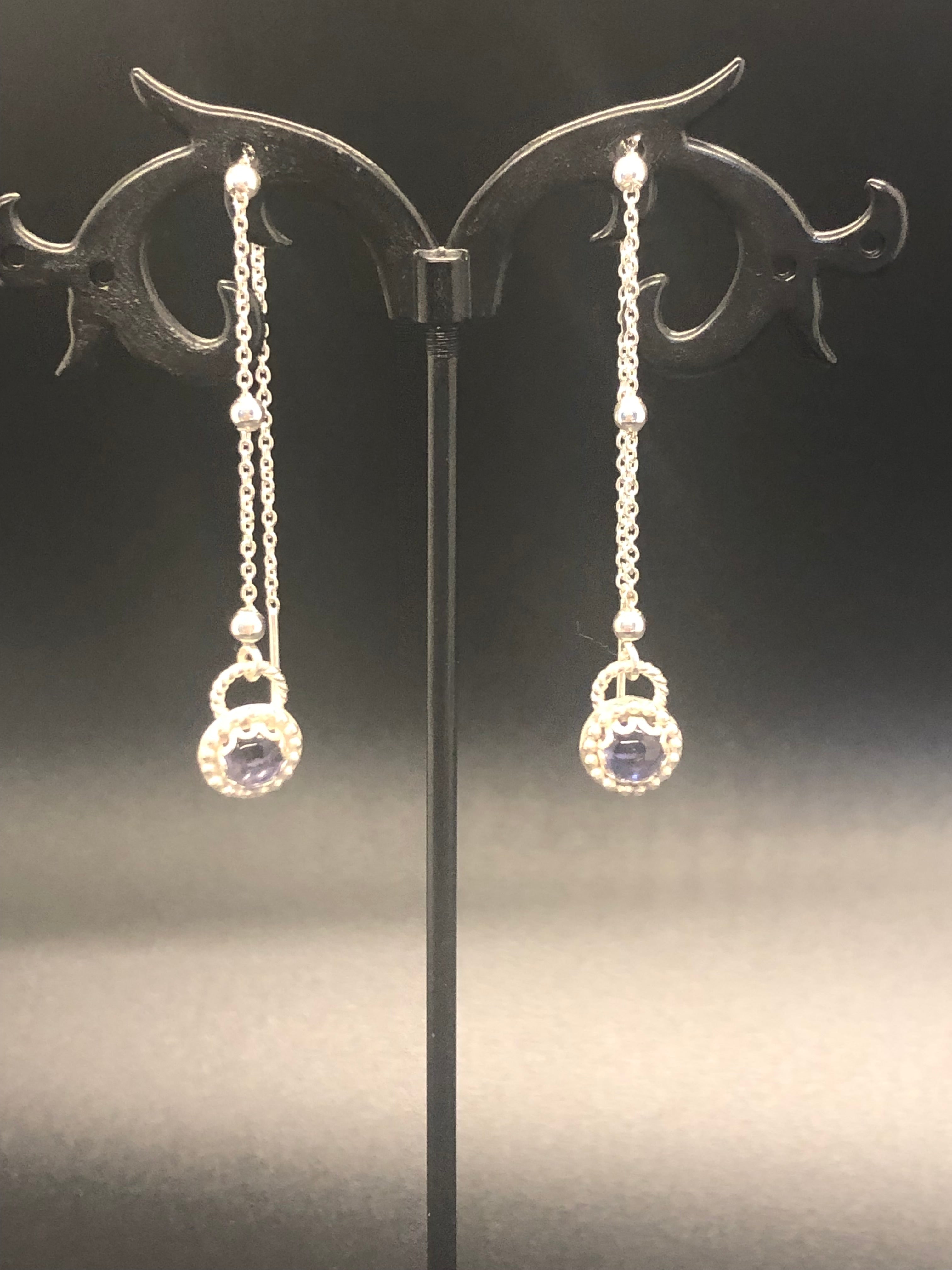 E124 crown set 6 mm Iolite on SS beaded threader