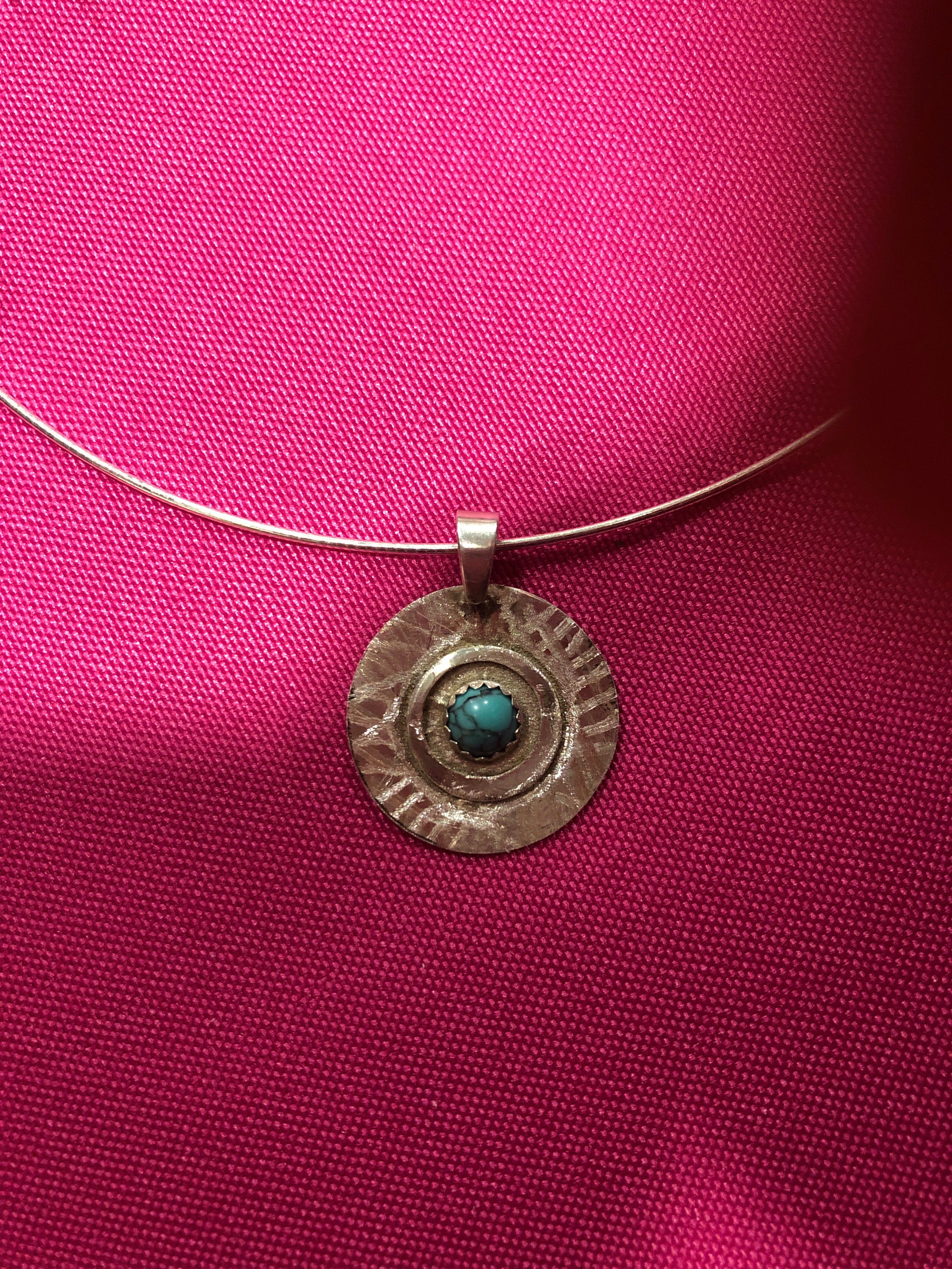 N29 Sterling Silver & 6 mm turquoise Pendent