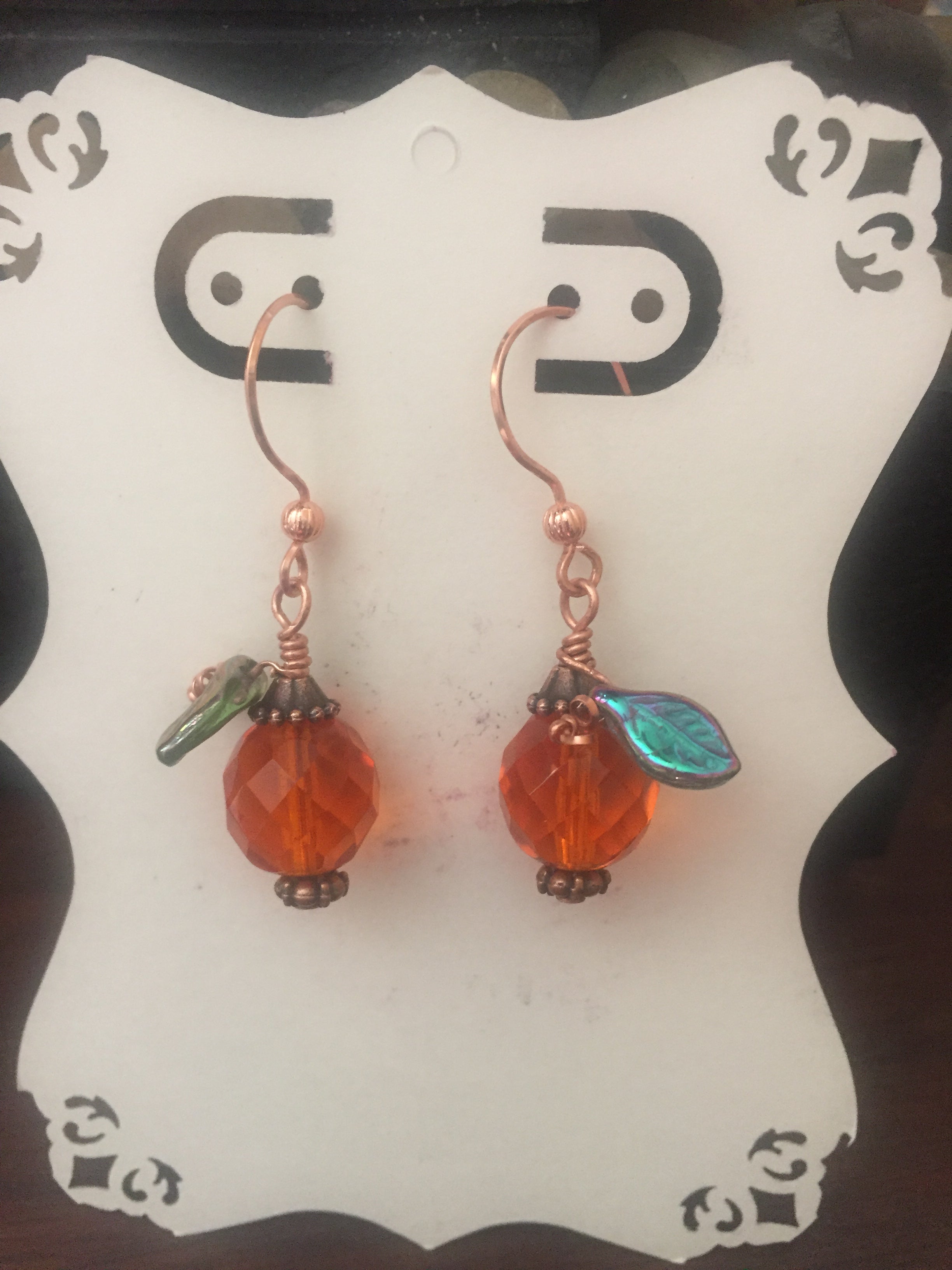 E50A Harvest Collection copper/silver glass bead pumpkins