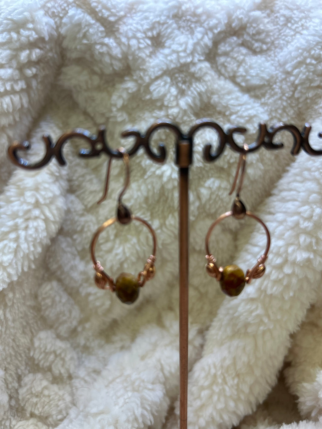 E194  “Landscape Jasper on a Wire” copper earrings