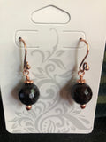 E140 Copper & 11 mm Garnet Short Dangle Earrings