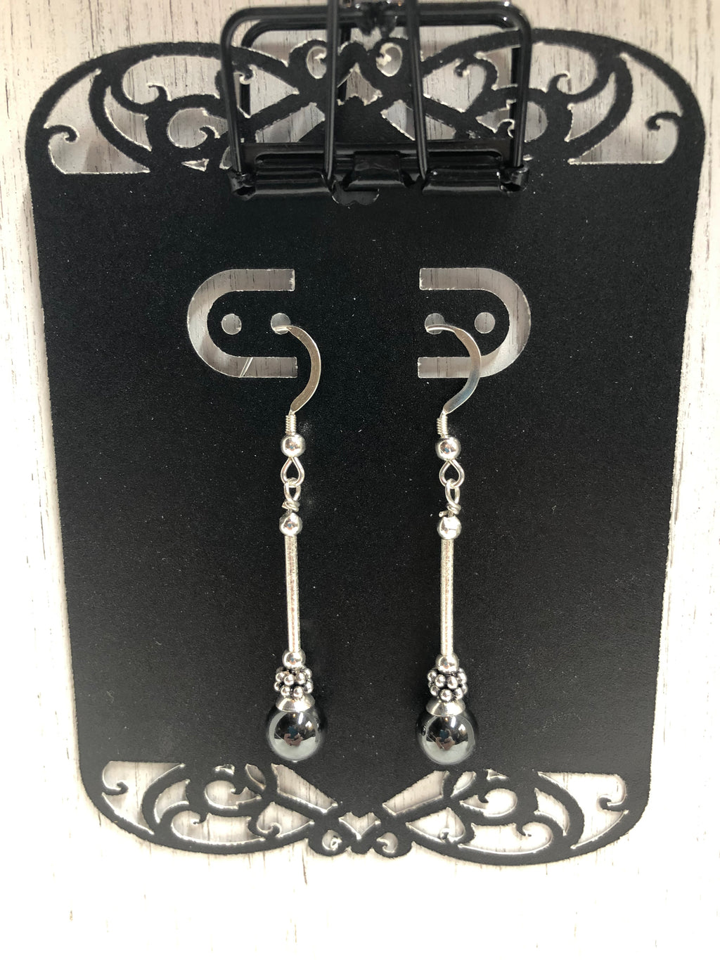 E114 ‘The Black Moon’ SS & Hematite Earrings