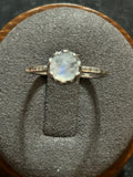 R30 SS antiqued crown-set moonstone size 6.75 ring
