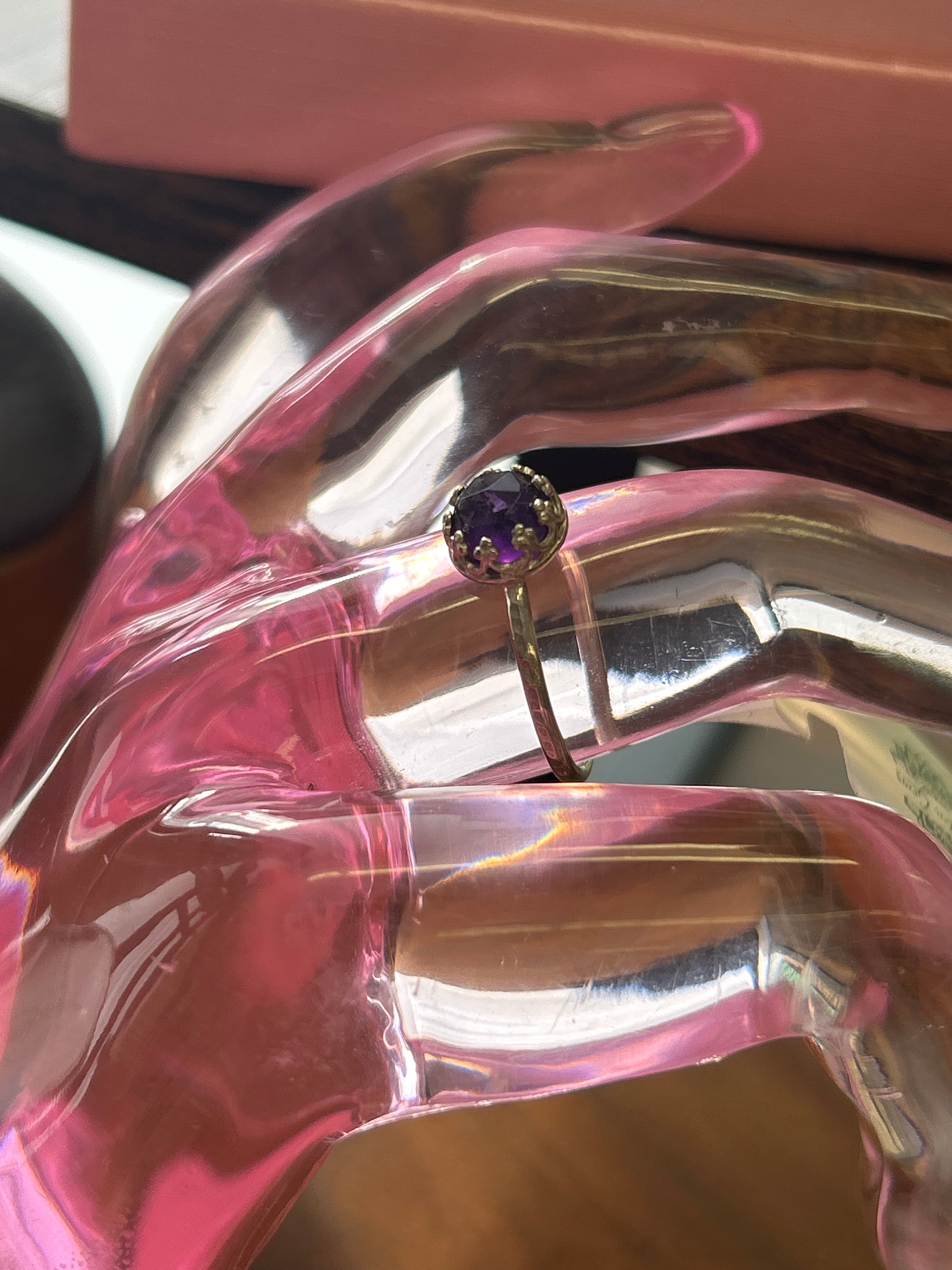 R19 6mm Rose-cut cab set in SS crown setting size 6.5 ring