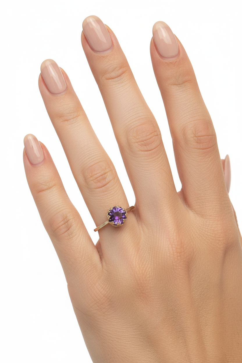 R19 6mm Rose-cut cab set in SS crown setting size 6.5 ring