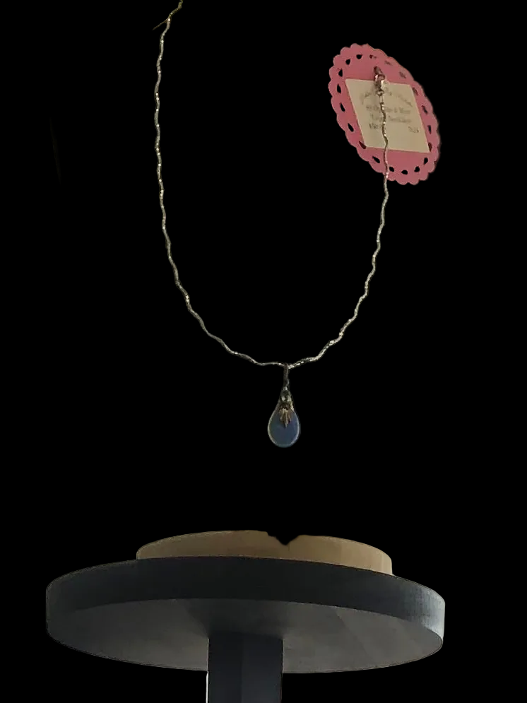 N24  Opalite & Blue Topaz on 20 inch wavy sterling silver omega chain