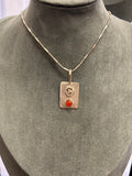 N28 sterling silver flower & 6 mm carnelian pendant