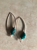 E147 ‘Around the Bend’ Sterling Silver & 12mm turquoise nuggets