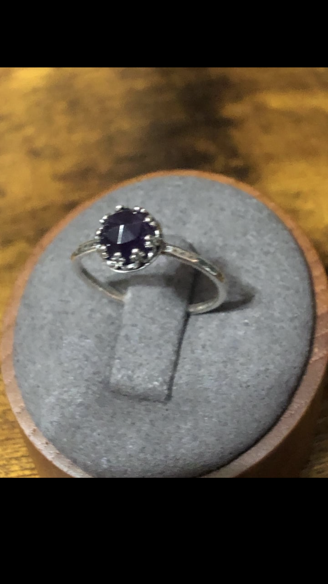 R23 6mm rose-cut amethyst size 6 1/4 crown set ring