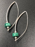 E150 Around the Bend SS & 8mm Turquoise Roundel bead earrings