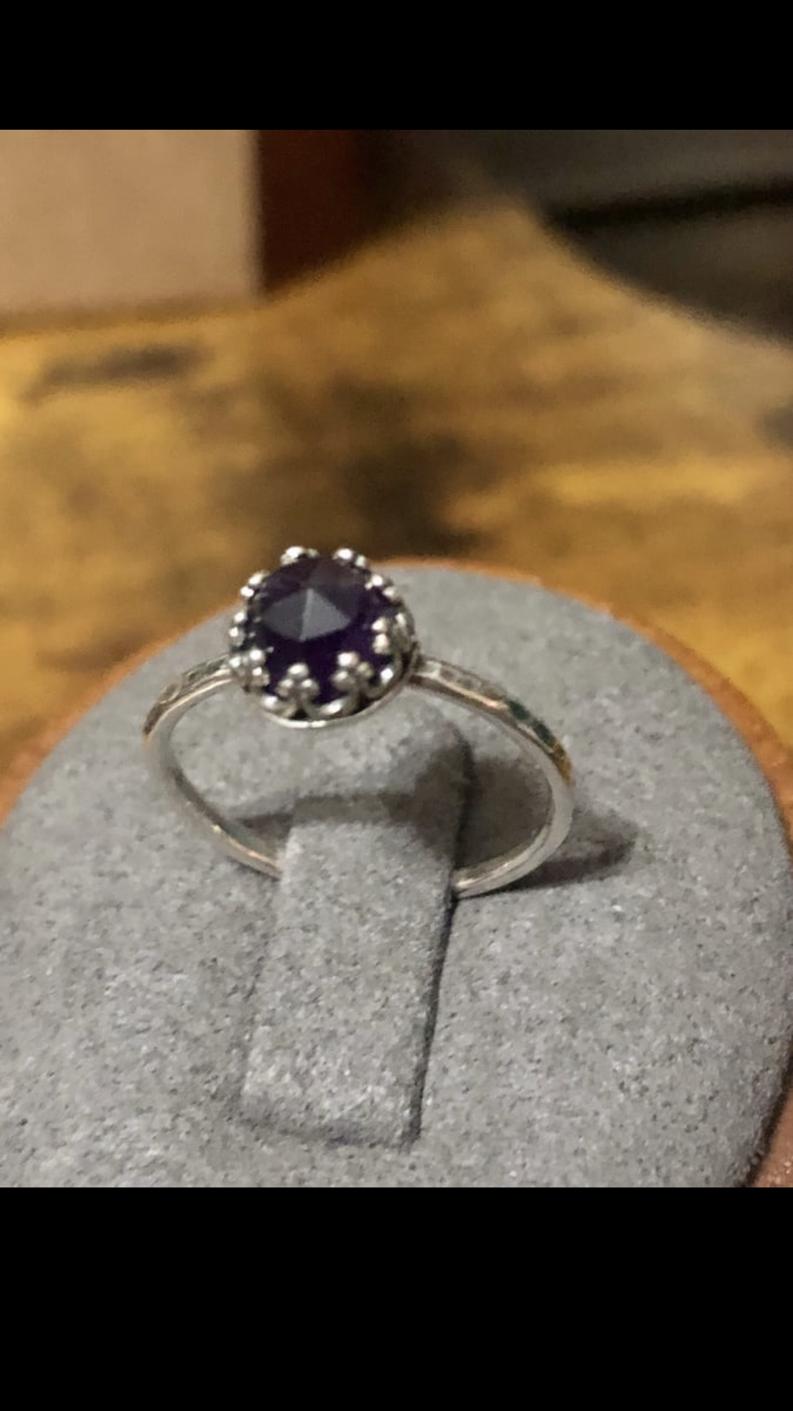 R19 6mm Rose-cut cab set in SS crown setting size 6.5 ring