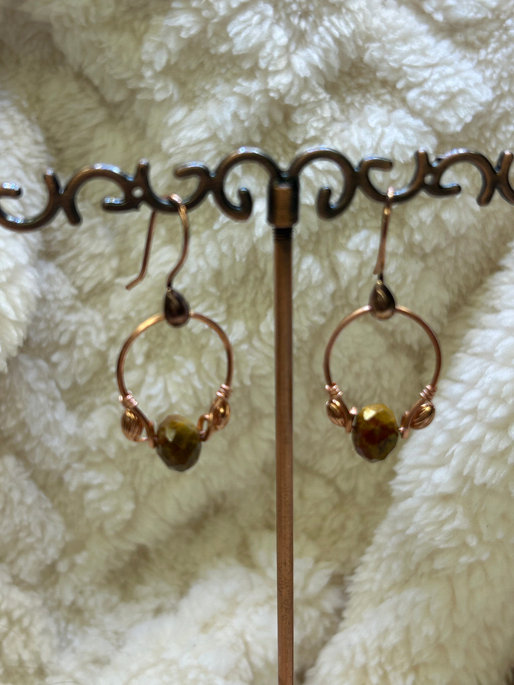 E194  “Landscape Jasper on a Wire” copper earrings