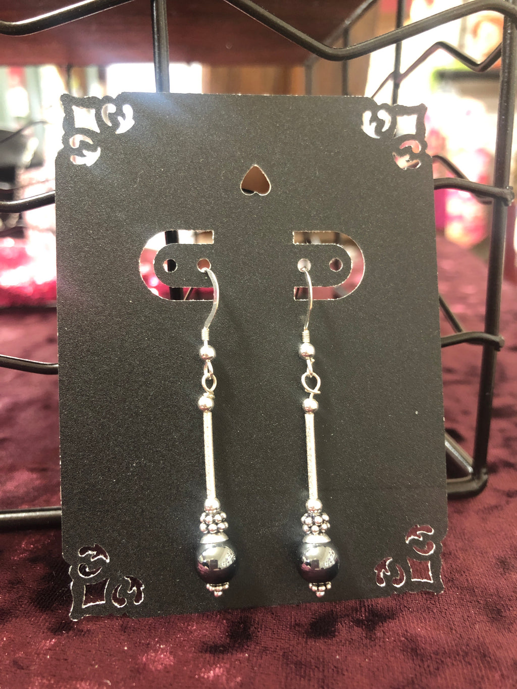 E114 ‘The Black Moon’ SS & Hematite Earrings