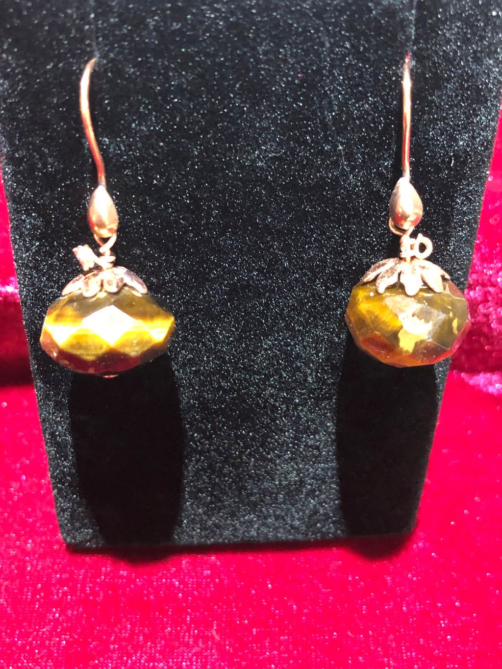 E177 Harvest Collection Copper & Tigereye pumpkin earrings