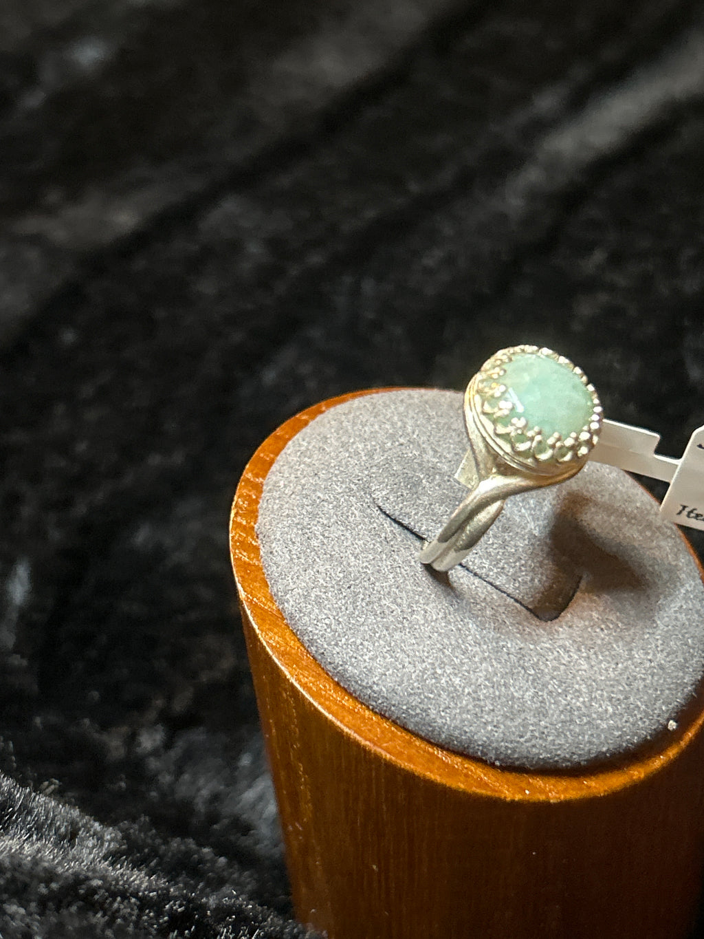 R37 SS 12mm Rose-cut Chrysoprase crown bezel & split shank ring