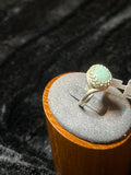 R37 SS 12 mm Chrysoprase crown slit shank size 6.5 ring