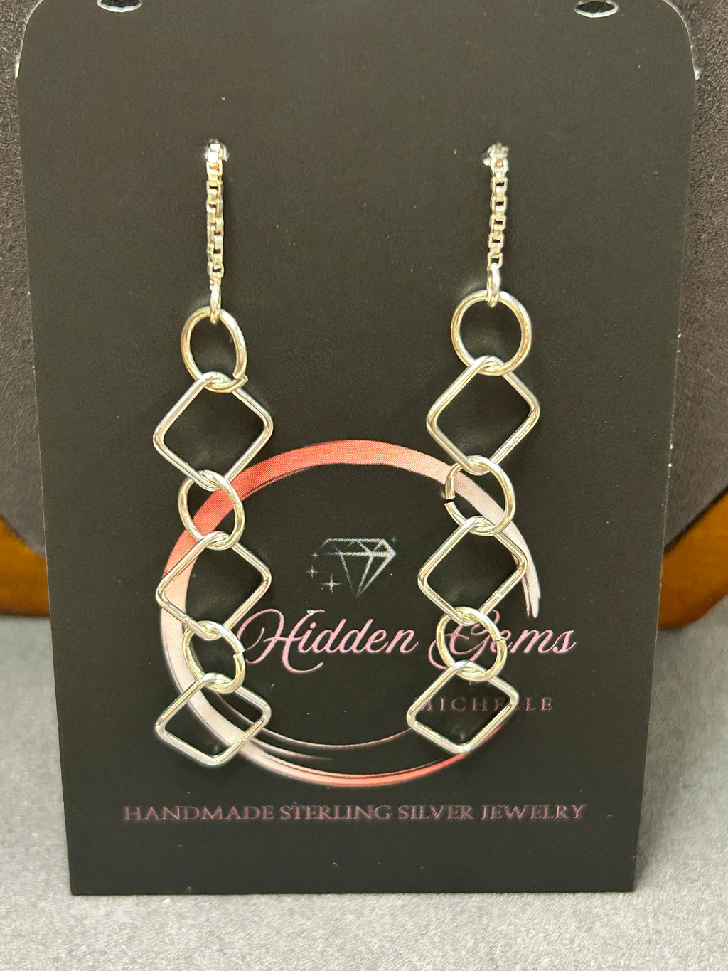 E123 SS Square Chainmail Threader Earrings