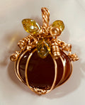 N36 Harvest Collection: Carnelian & Copper wrapped Pumpkin Pendant (No Chain)