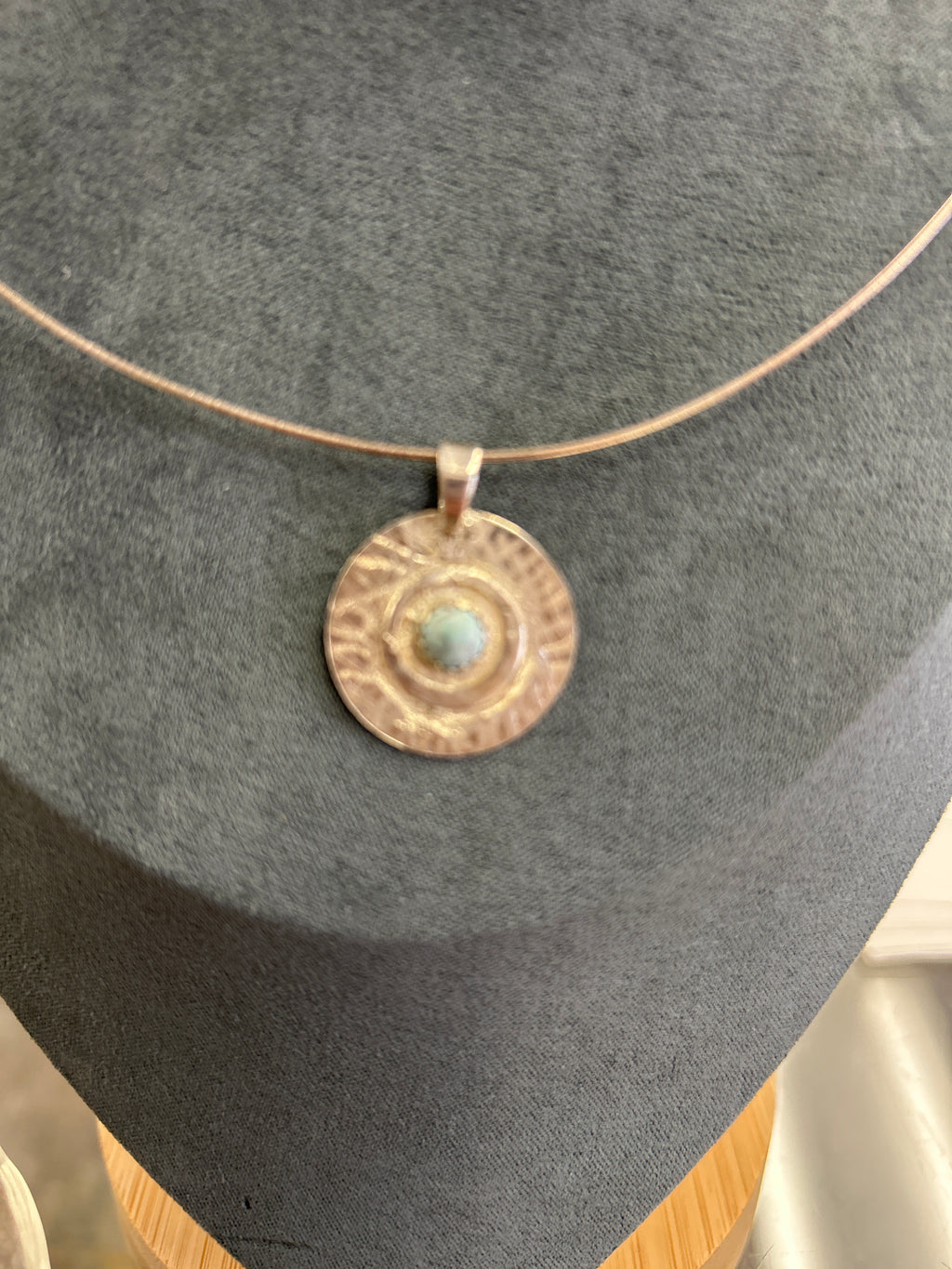 N29 Sterling Silver & 6 mm turquoise Pendent