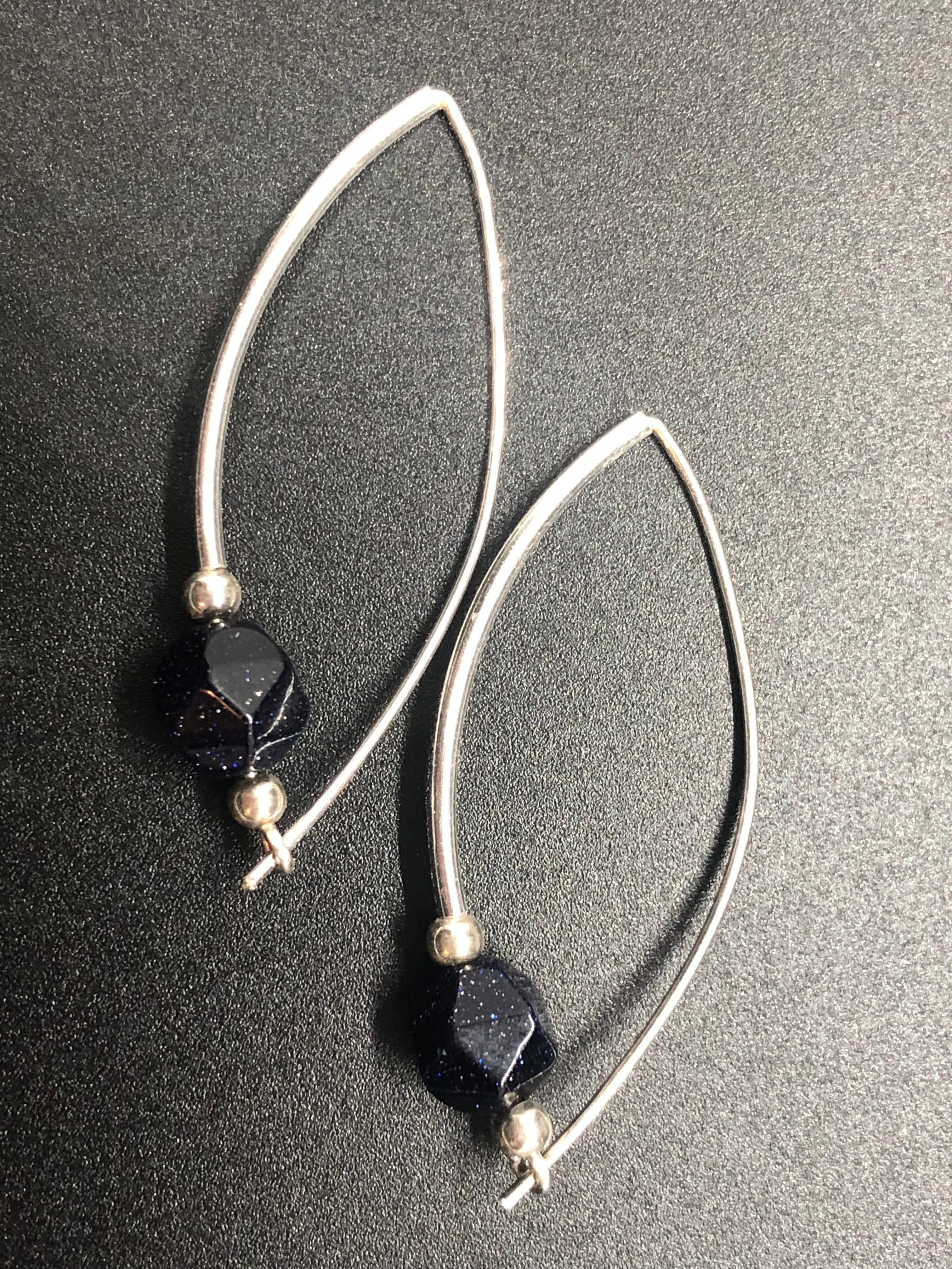 E146  ‘Around the Bend’ SS & Blue Goldstone earrings