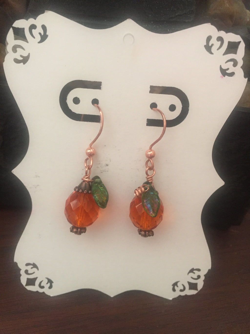 E50 Harvest Collection: ‘Glass Bead & Copper Pumpkin Earrings