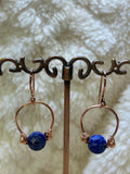 E195  “Lapis on a Wire” copper earrings