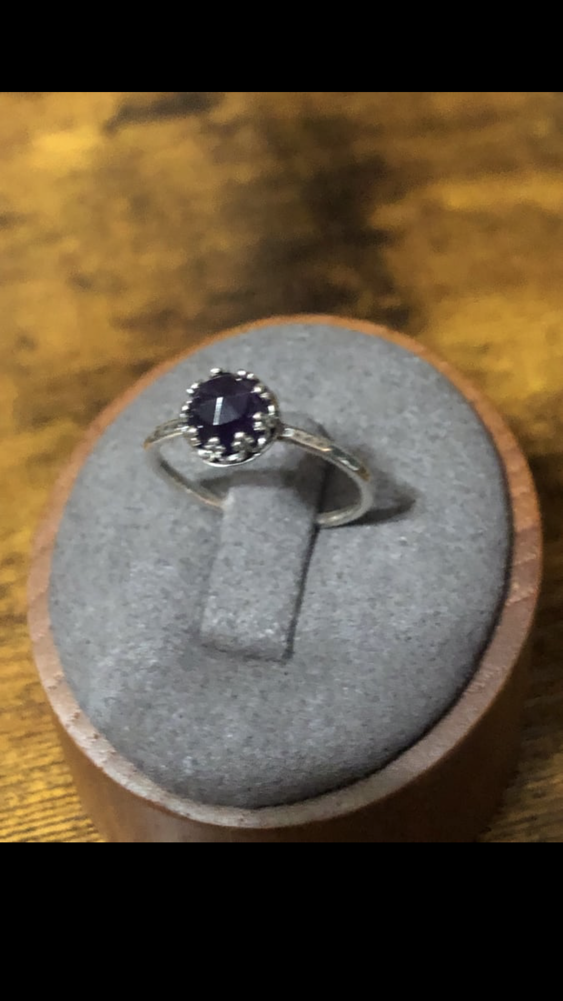 R19 6mm Rose-cut cab set in SS crown setting size 6.5 ring