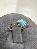 R24  SS 6mm crown set turquoise size 6.25 ring