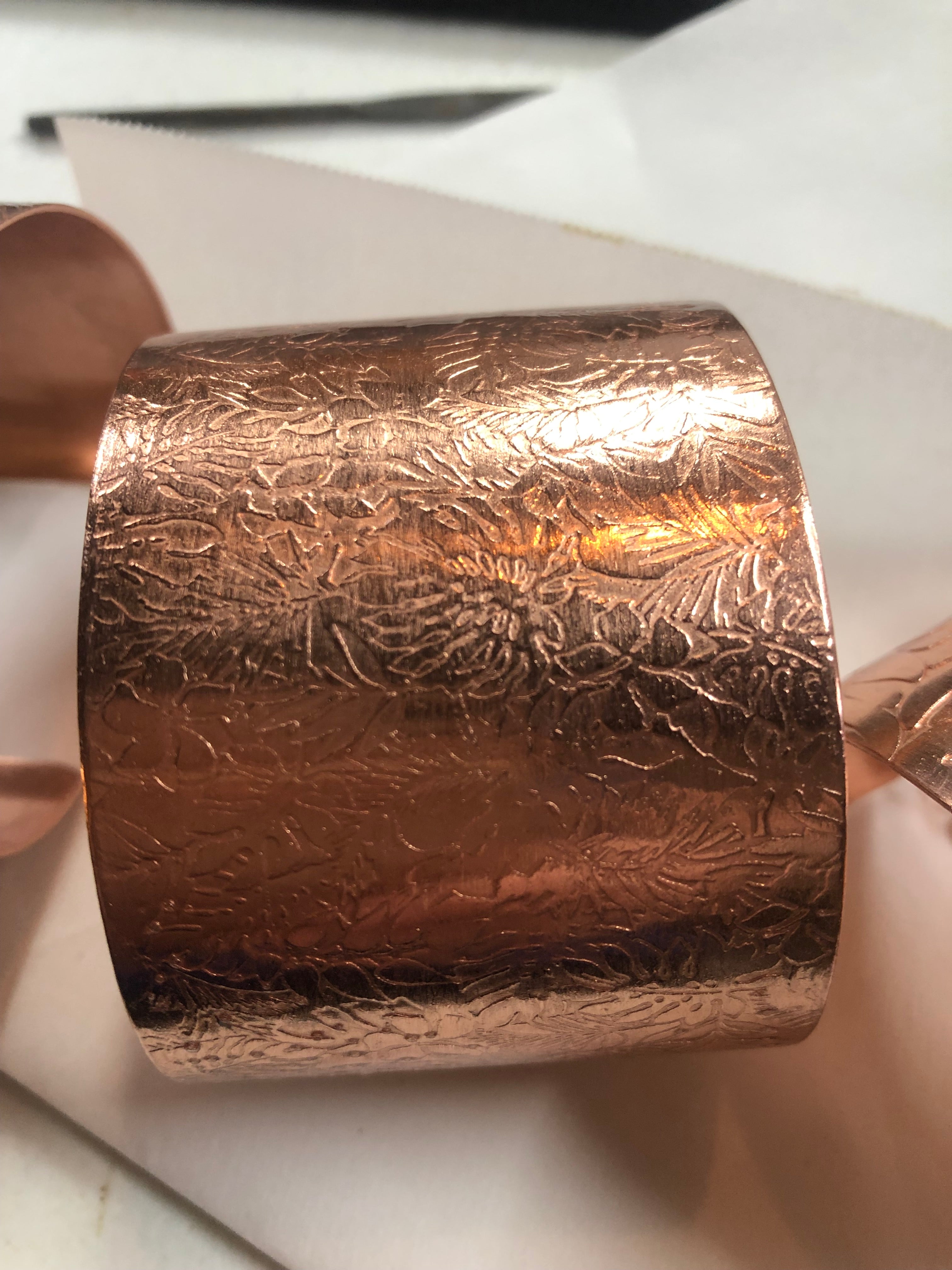 B4 Copper Wide Cuff (Leaf Pattern)