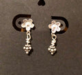 E68 SS Post flower with drop silver dangle earrings