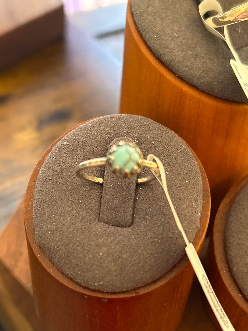 R21 SS 6mm crown set turquoise size 5.5 ring
