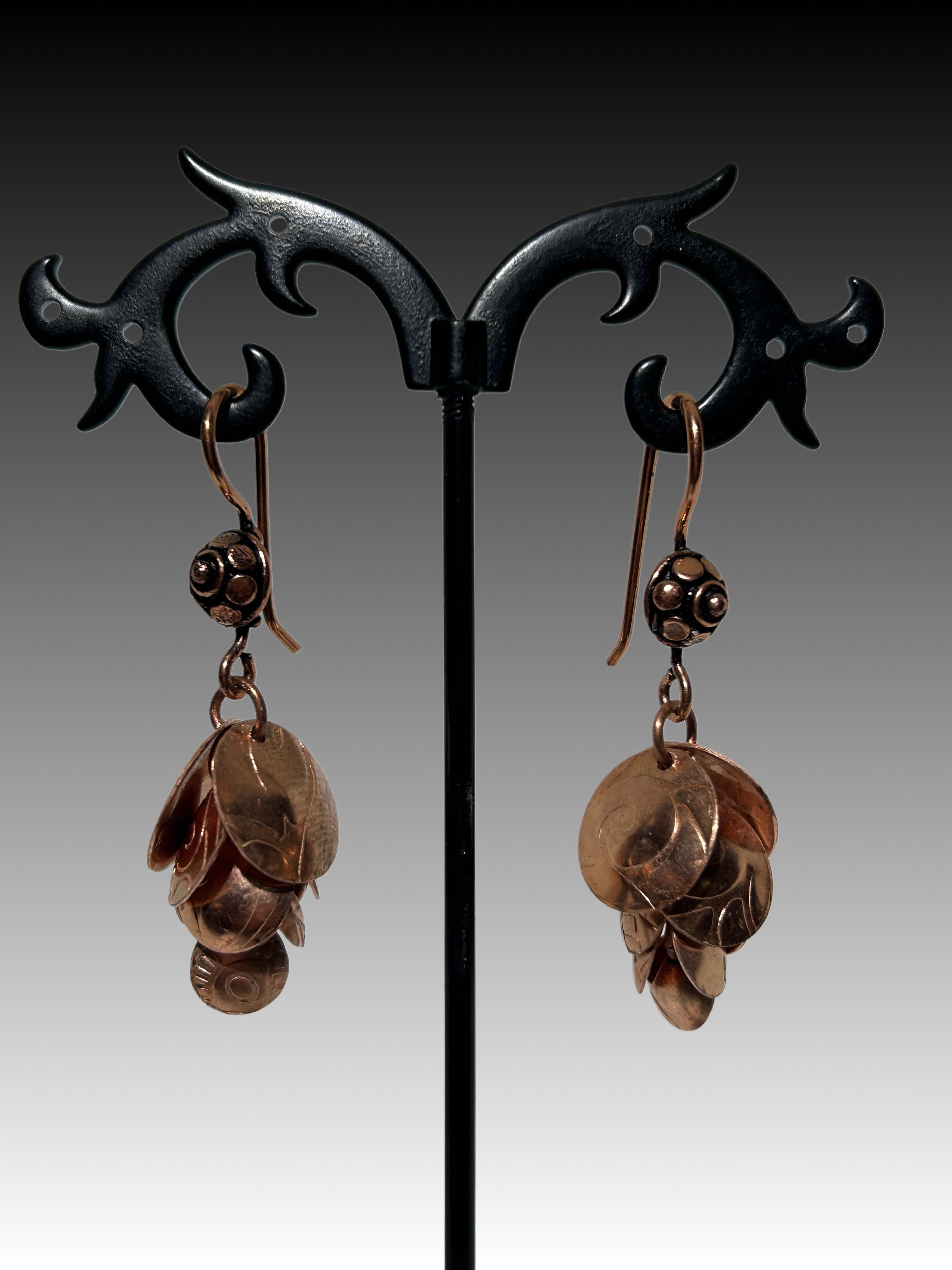 E60 Copper Cascading Disk Earrings