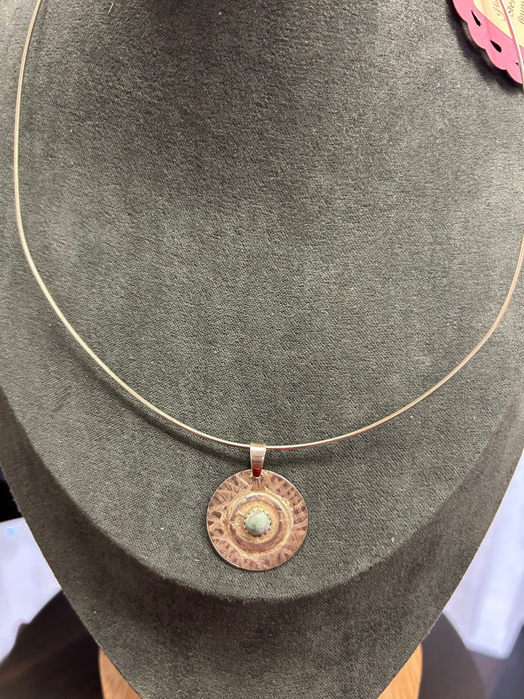 N29 Sterling Silver & 6 mm turquoise Pendent