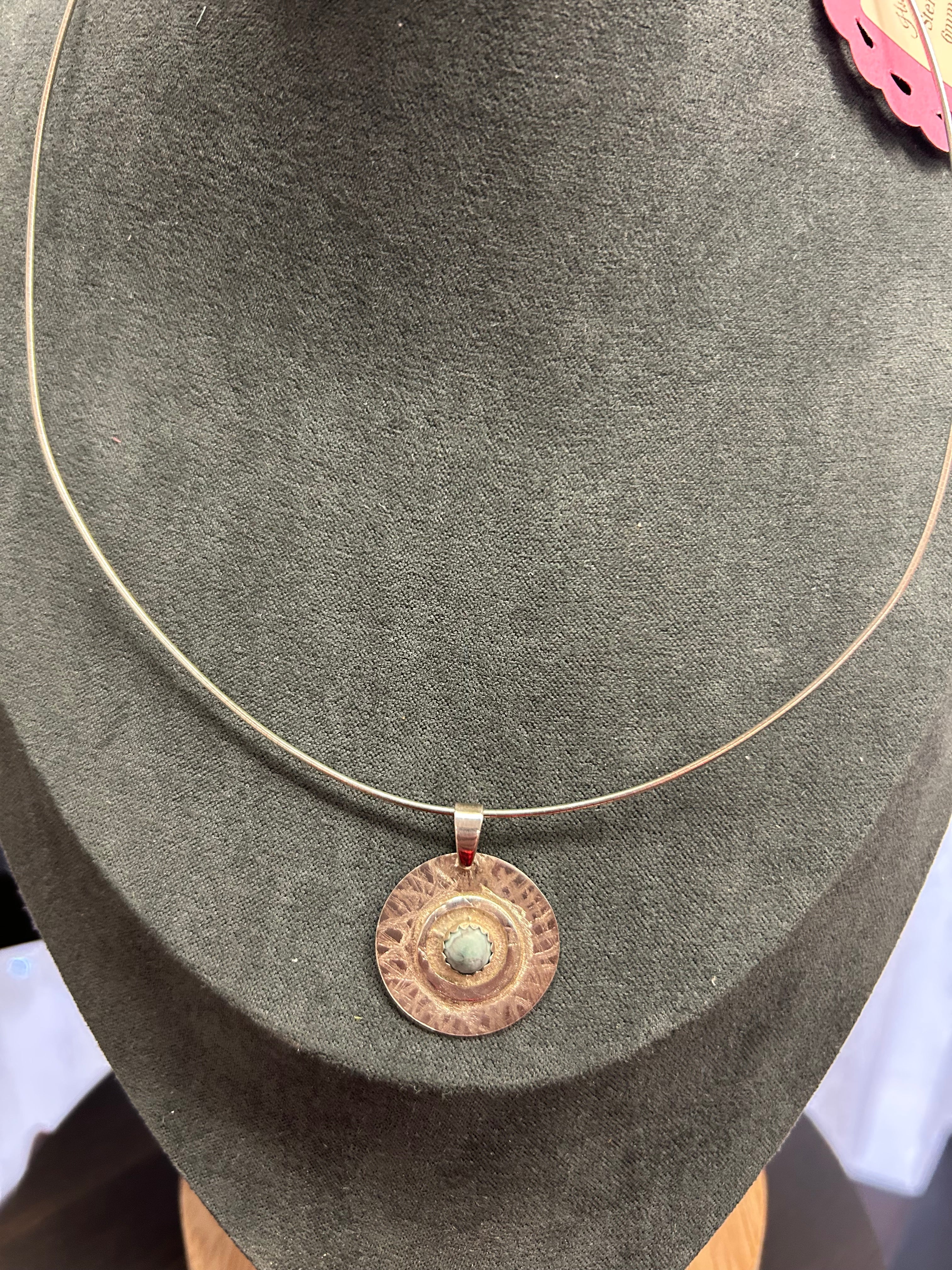 N29 Sterling Silver & 6 mm turquoise Pendent