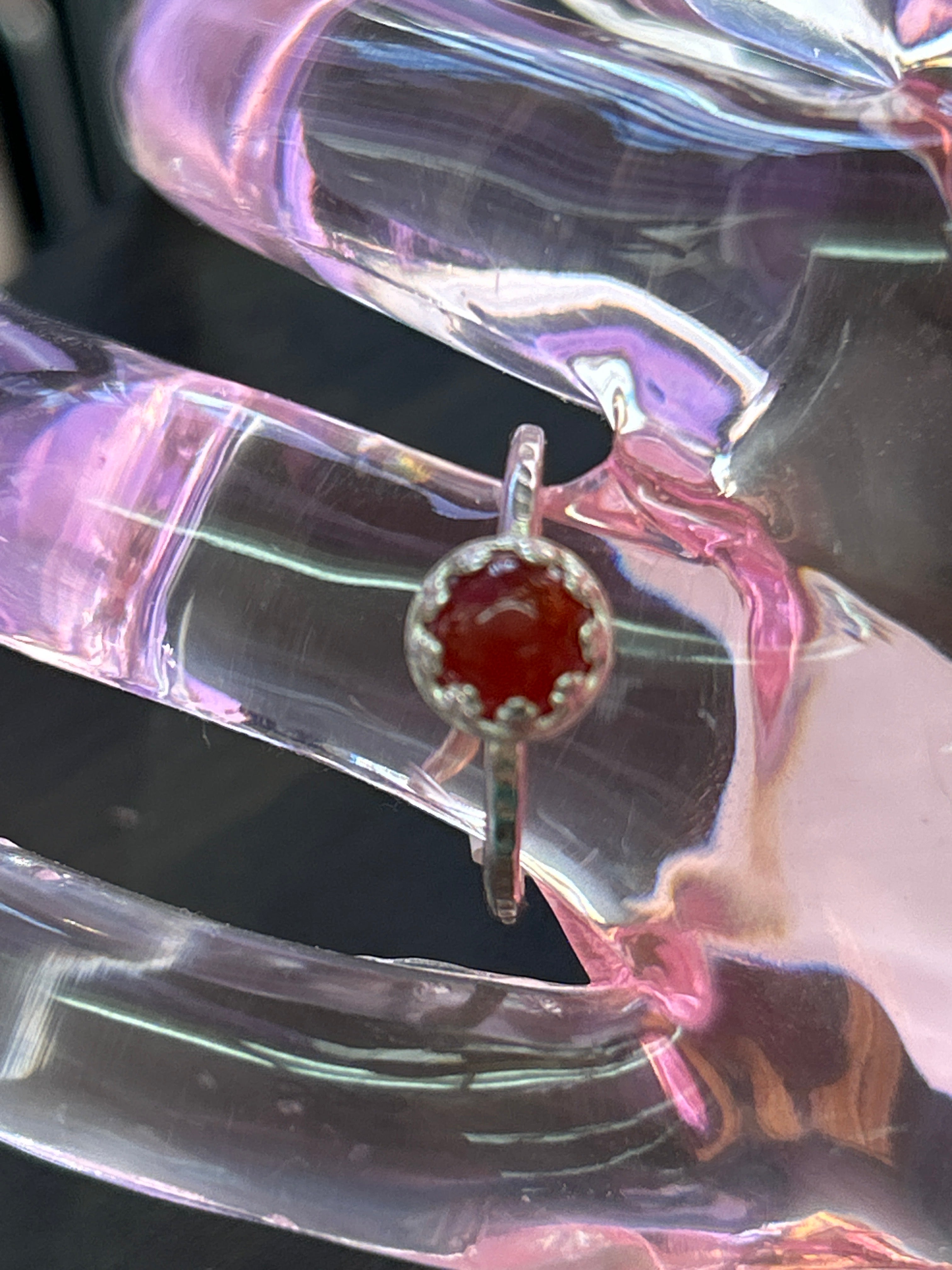 R29  Sterling Silver 6mm crown set carnelian size 6.75 ring