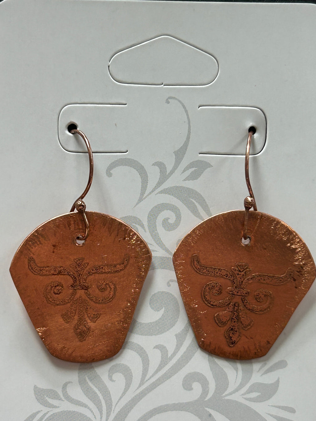 E129A Copper Disk etched earrings