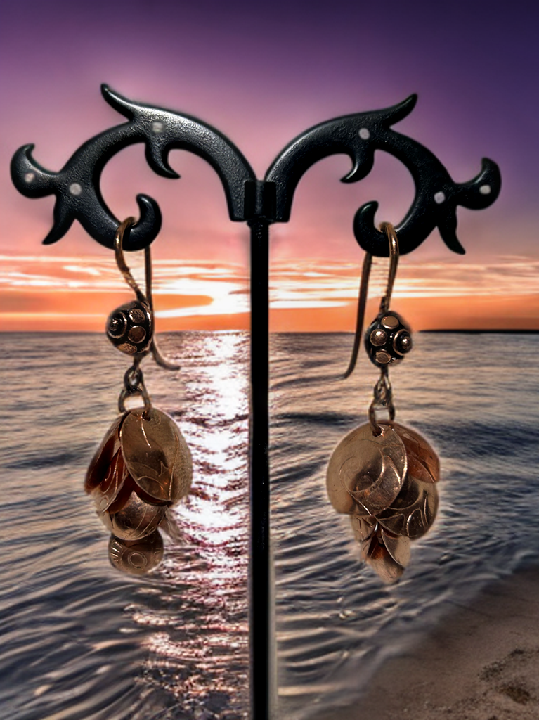 E60  Copper cascading disc earrings