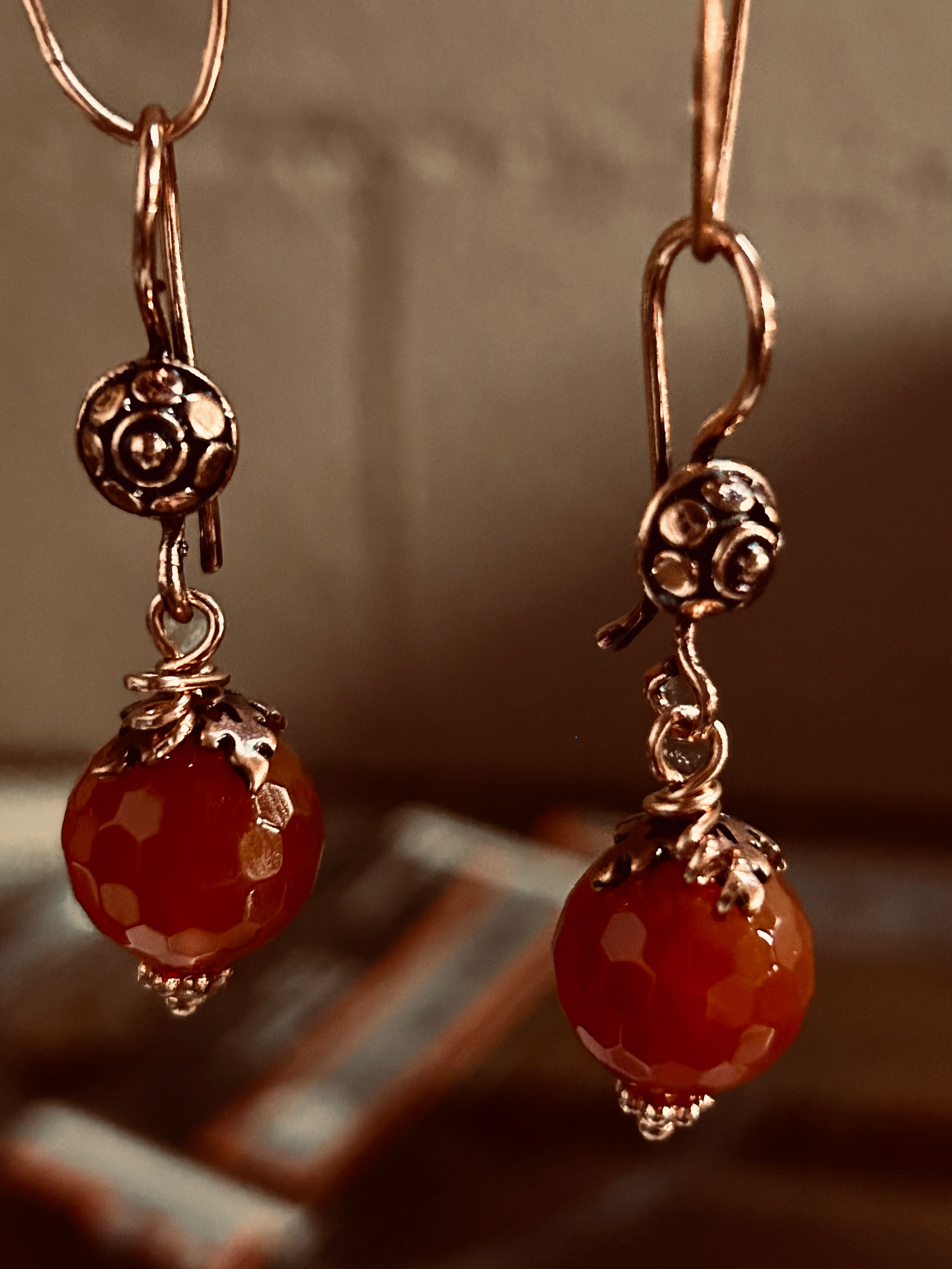E204 Harvest Collection: Copper wrapped 14mm Carnelian Pumpkins