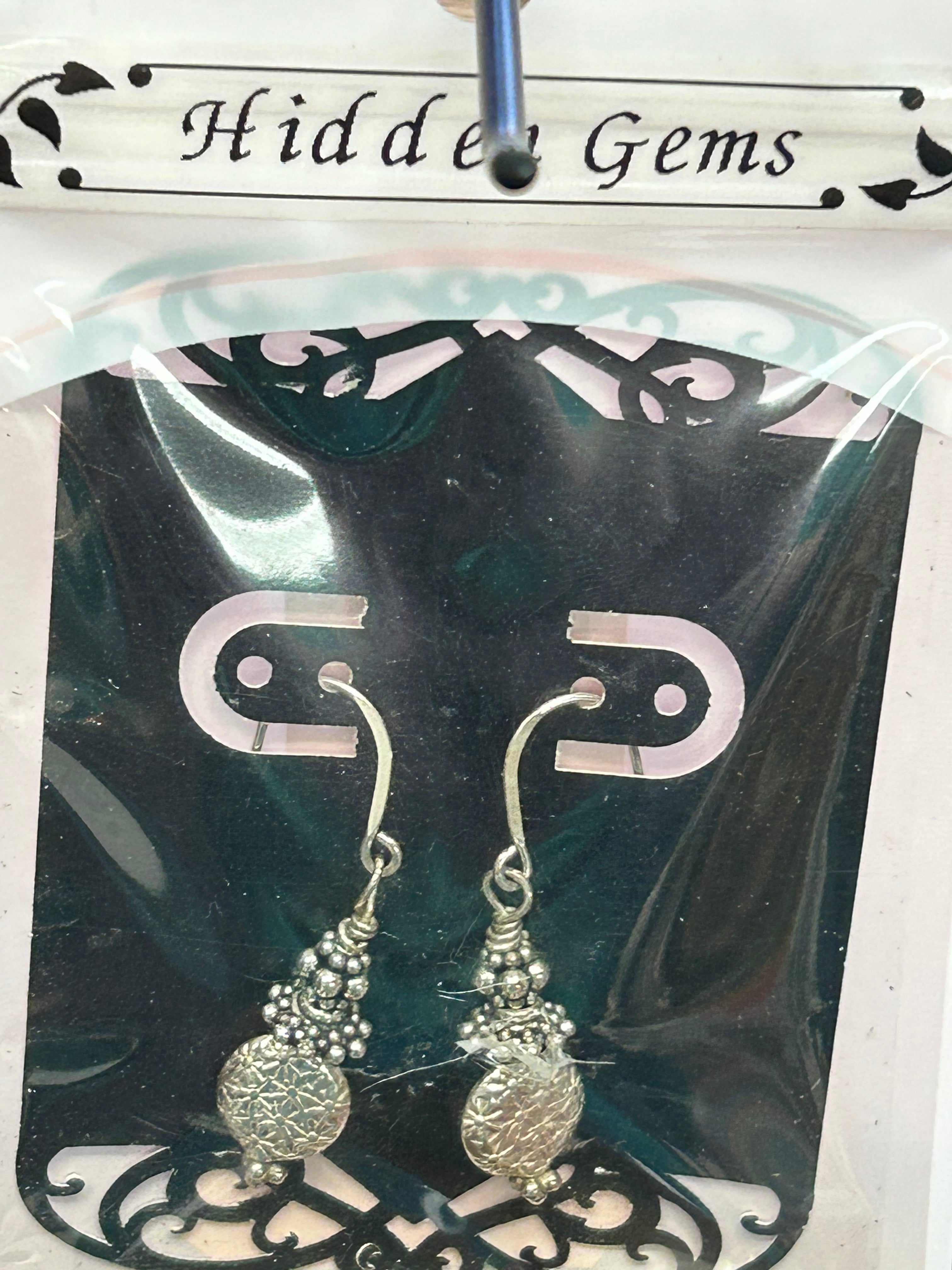 E121  Sterling Silver Triple Beaded Earrings