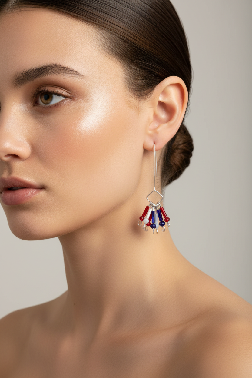 E202 ‘Sparkler Earrings’ Sterling & Czech glass beads